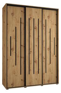 Šatní skříň YVONA 12 - 170/45 cm, dub artisan / černá