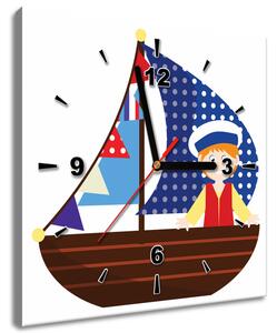 Obraz s hodinami Na malé loďce Rozměry: 40 x 40 cm
