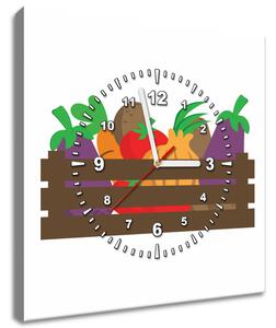 Obraz s hodinami Bednička se zeleninou Rozměry: 40 x 40 cm