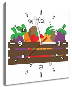 Obraz s hodinami Bednička se zeleninou Rozměry: 30 x 30 cm