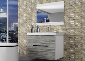 Koupelnový nábytek Belini šedý antracit Glamour Wood + umyvadlo + zrcadlo ROD M 1/0/W/GW1/0/ZW