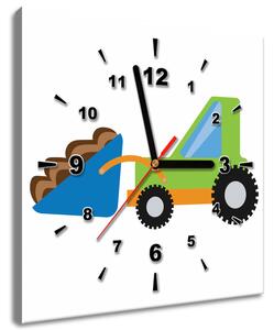 Obraz s hodinami Buldozer Rozměry: 40 x 40 cm