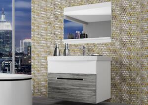 Koupelnový nábytek Belini šedý antracit Glamour Wood / bílý mat + umyvadlo + zrcadlo ROD M 1/0/W/GW1W/0/ZW