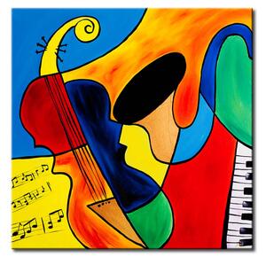 Obraz Zvuky hudebních not (1 díl) - barevná fantazie s hudebními nástroji