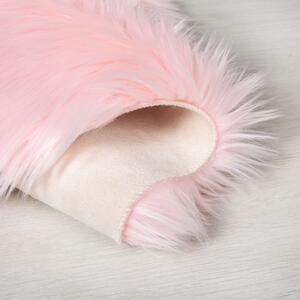 Flair Rugs koberce Kusový koberec Faux Fur Sheepskin Pink ROZMĚR: 60x90 tvar kožešiny