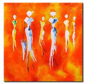Obraz Oranžová vzpomínka (1 díl) - abstrakce s siluetami