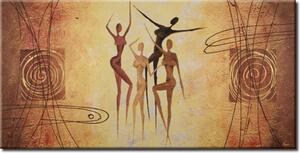 Obraz Čtyři Grácie (1 díl) - hnědé ženské siluety s desény