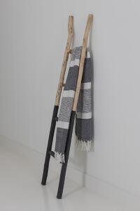 Dřevěný věšák na ručníky žebřík s černou spodní částí - 42*4*150 cm