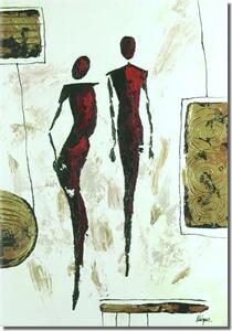 Obraz Abstraktní postavy (1 díl) - siluety dvou lidí s vzory