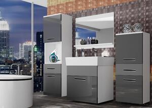 Koupelnový nábytek Belini šedý lesk / šedý mat + umyvadlo + zrcadlo Výrobce KOR PM 5/1/W/SSR/0/ZW
