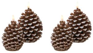 Sada 4 LED svíček IVRESSE Šiška 15/12 cm Hnědá