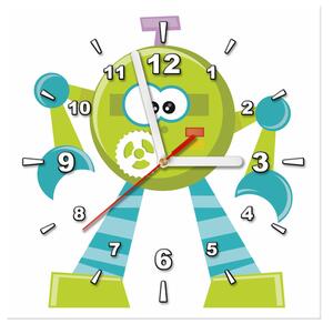 Obraz s hodinami Zvědavý robot Rozměry: 40 x 40 cm