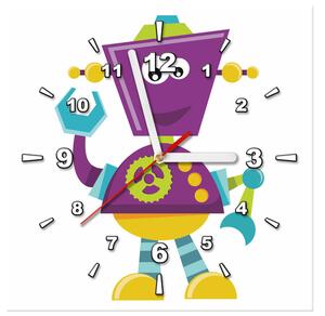 Obraz s hodinami Fialový robot Rozměry: 30 x 30 cm