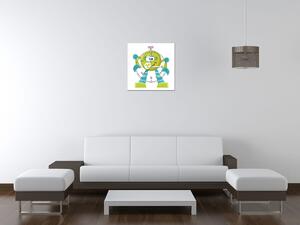 Obraz s hodinami Zvědavý robot Rozměry: 30 x 30 cm