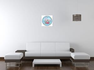 Obraz s hodinami Zamilovaní medvídci Rozměry: 40 x 40 cm
