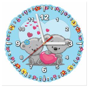 Obraz s hodinami Zamilovaní medvídci Rozměry: 40 x 40 cm