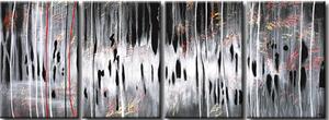 Obraz Stříbro s dírami (4 díly) - abstrakce s černými vzory