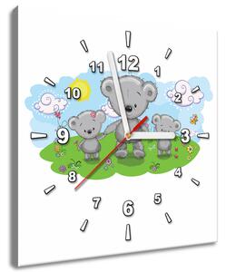 Obraz s hodinami Medvídek s rodinou Rozměry: 40 x 40 cm