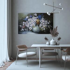 Obraz Bílá váza (1 díl) - zátiší s motivem kytice květin