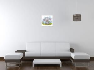 Obraz s hodinami Medvídek na louce Rozměry: 40 x 40 cm