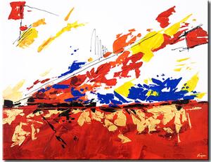 Obraz Barevná fantazie (1 díl) - bílo-červená abstrakce s vzory