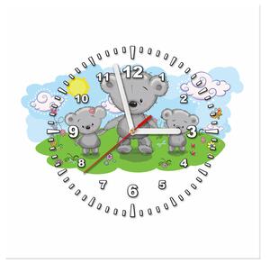 Obraz s hodinami Medvídek s rodinou Rozměry: 30 x 30 cm