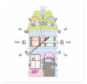 Obraz s hodinami Modrý domeček Rozměry: 30 x 30 cm