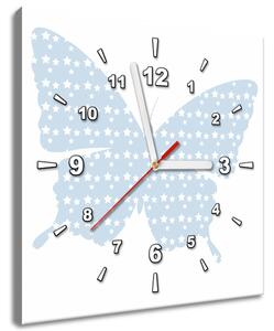 Obraz s hodinami Modrý motýlek Rozměry: 30 x 30 cm