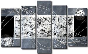 Obraz Stříbrná abstrakce (5 dílů) - kompozice v odstínech šedi