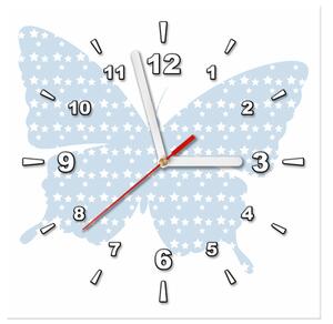 Obraz s hodinami Modrý motýlek Rozměry: 40 x 40 cm