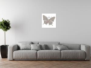 Obraz s hodinami Šedý motýlek Rozměry: 40 x 40 cm