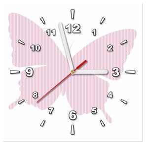 Obraz s hodinami Proužkovaný motýlek Rozměry: 30 x 30 cm