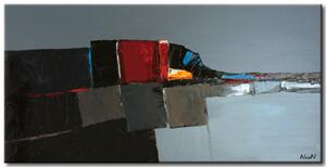Obraz Abstrakce (1-dílný) - barevné geometrické tvary na šedém pozadí