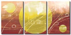 Obraz Abstrakce (3 díly) - žluté geometrické tvary na hnědém pozadí