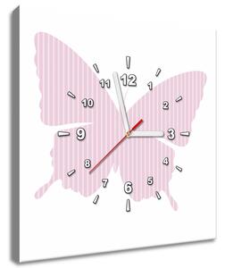 Obraz s hodinami Proužkovaný motýlek Rozměry: 30 x 30 cm