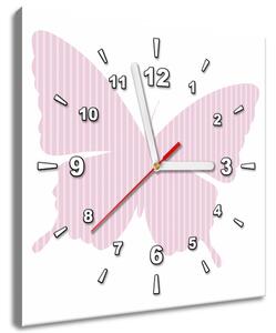 Obraz s hodinami Proužkovaný motýlek Rozměry: 40 x 40 cm