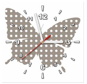 Obraz s hodinami Šedý motýlek Rozměry: 30 x 30 cm