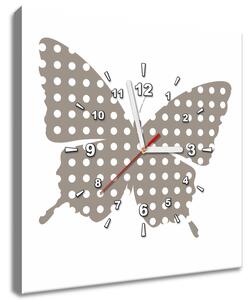 Gario Obraz s hodinami Šedý motýlek Velikost: 40 x 40 cm