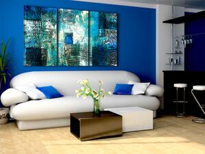 Obraz Fantazie (3-dílný) - modrá abstrakce s různorodou texturou
