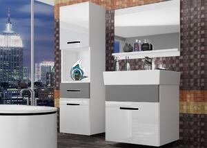 Koupelnový nábytek Belini bílý lesk / šedý mat + umyvadlo + zrcadlo KOR PM 3/1/W/WSR/0/ZW