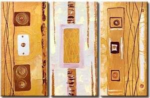 Obraz Abstrakce (3-dílný) - zlatá fantazie s geometrickými prvky