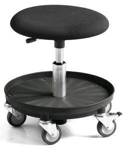 AJ Produkty Pracovní stolička MIDI, 370-500 mm, čalouněný sedák, černá