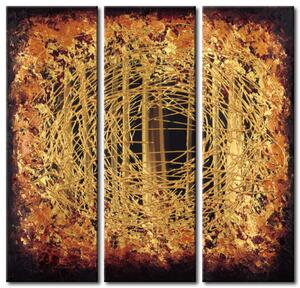 Obraz Hlubiny fantazie (3-dílný) - zlatá abstrakce s efektem dechu