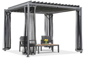 Antracitová pergola Tasos 3x3 m s moskytiérou Garden Point