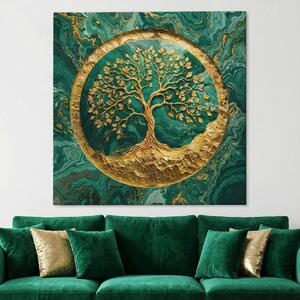 Obraz na plátně - Strom života Zlatá mramorová Odyssea FeelHappy.cz Velikost obrazu (šířka x výška): 40 x 40 cm