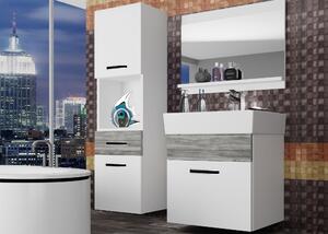 Koupelnový nábytek Belini bílý mat / šedý antracit Glamour Wood + umyvadlo + zrcadlo KOR M 3/1/W/WGW1/0/ZW