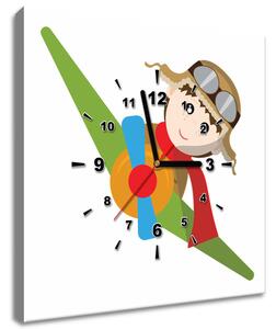Obraz s hodinami Malý pilot Rozměry: 30 x 30 cm