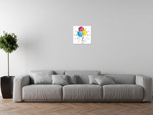 Obraz s hodinami Barevné balónky Rozměry: 30 x 30 cm