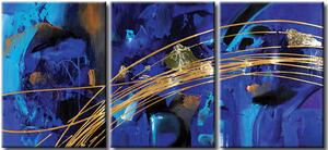 Obraz Fantazie o Atlantiku (3-dílný) - modrá abstrakce s zlatem