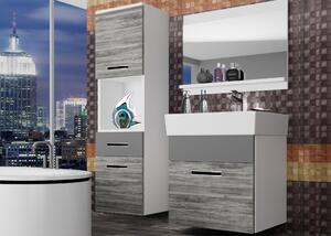 Koupelnový nábytek Belini šedý antracit Glamour Wood / šedý mat + umyvadlo + zrcadlo KOR M 3/1/W/GW1SR/0/ZW